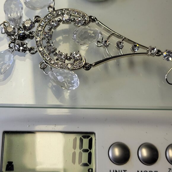 Crystal Chandelier Earrings Silver Long Earrings Bridal Earrings - Picture 8 of 8